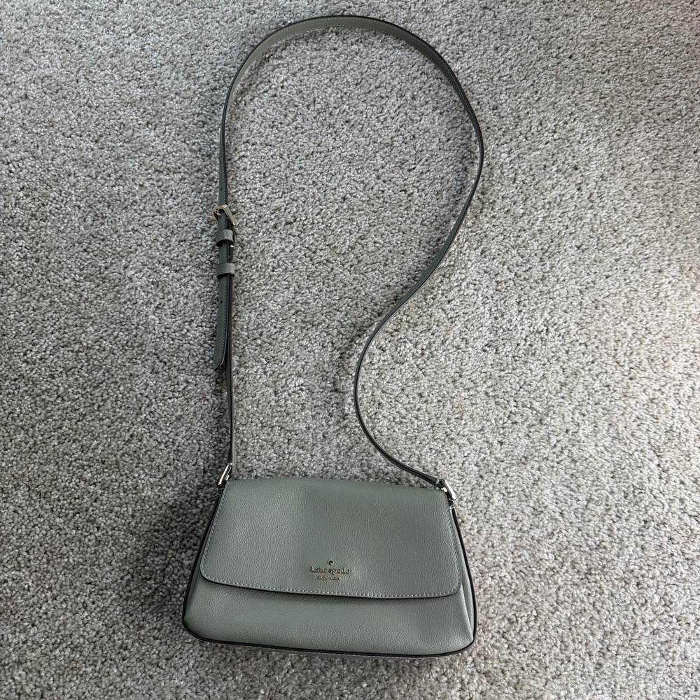 Kate Spade Crossbody Bag Womens Small Green Leather Magnetic Flap Shoulder Purse